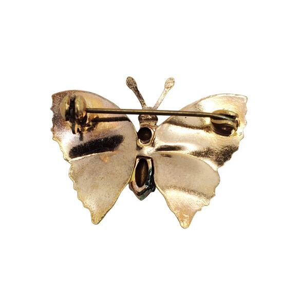 Green Crystal Butterfly Brooch Czech Vintage Insect Pin Nature Inspired Garden - Picture 4 of 4